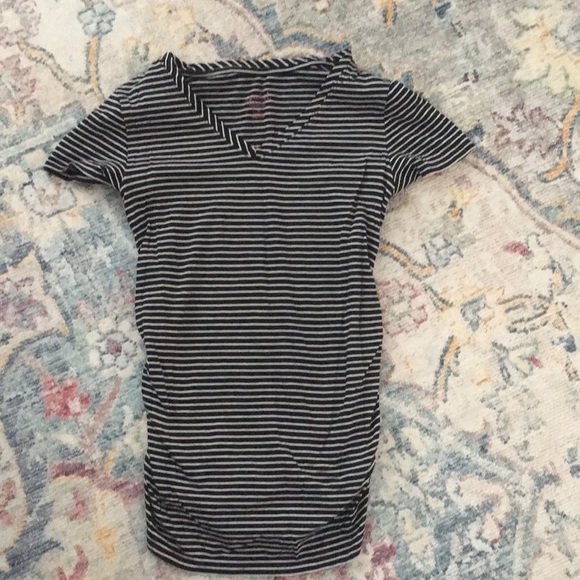 Isabel Maternity by Ingrid & Isabel Tops - Ingrid Maternity v-neck tee black and white stripe